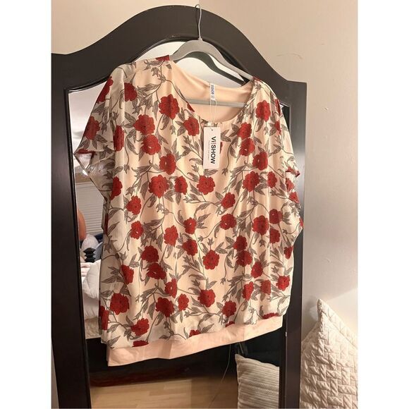 NEW Loose Casual Short Sleeve Chiffon Top T-Shirt Blouse 2X - Picture 1 of 2